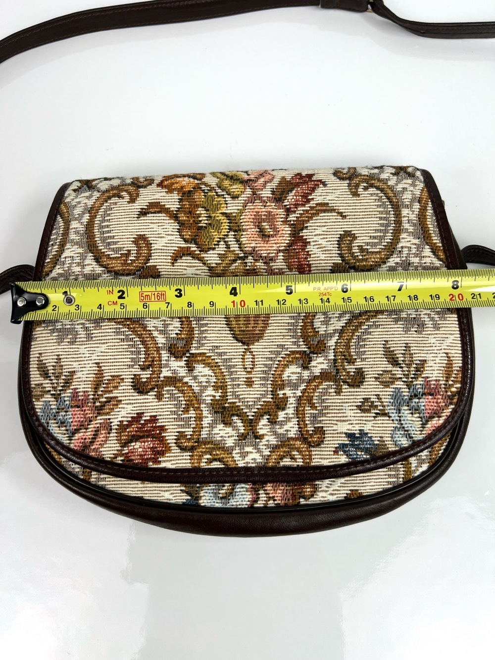 Vintage Made In England Tapestry Mini Shoulder Bag size S/M Beige Multi Floral - Picture 11 of 13